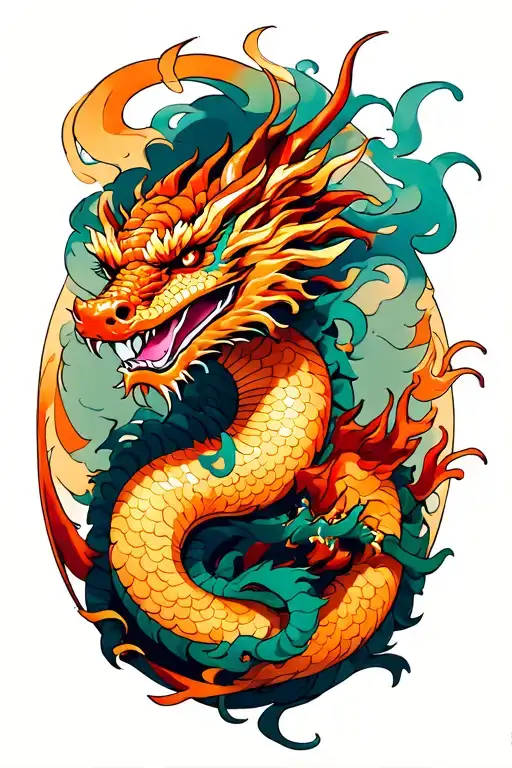 Dragon, Full Body, Morphin into smoke on some Body parts tattoo design idea