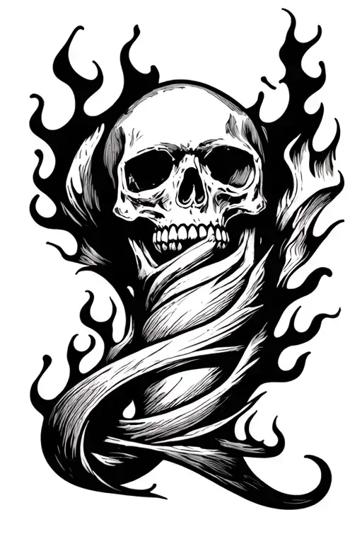 skull with flames knee tattoo design  tattoo design idea