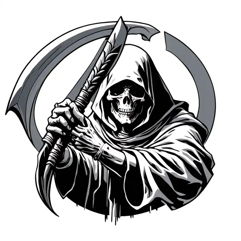 grim reaper holding a scythe tattoo design idea