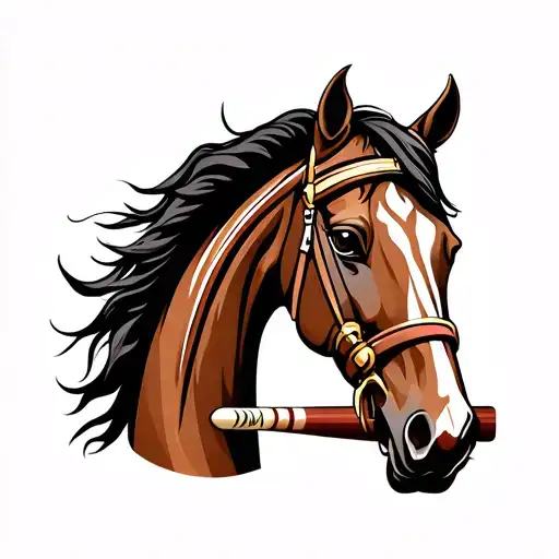 horse racing horse shoe snooker cue tattoo design idea
