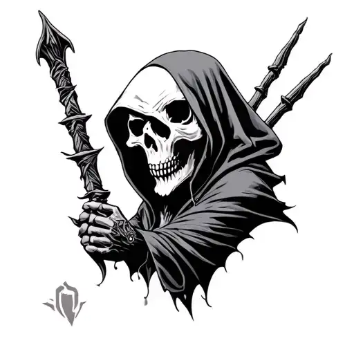 hooded reaper  tattoo design idea