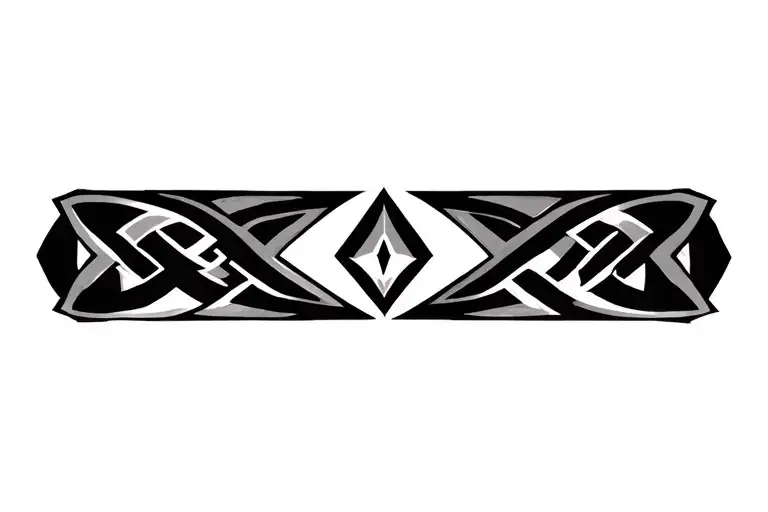 abstract viking tribal knot with diamond in middle tattoo design idea