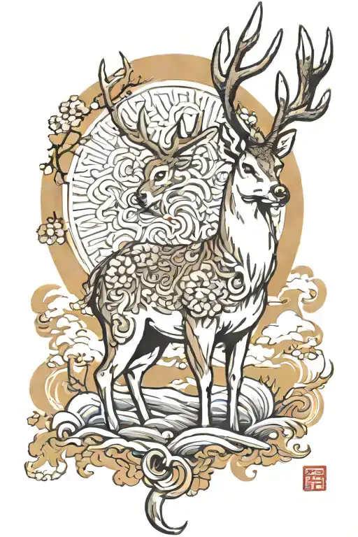 white tailed deer tattoo design idea