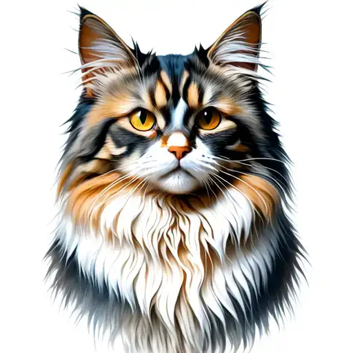 maine coon cat red white tattoo design idea
