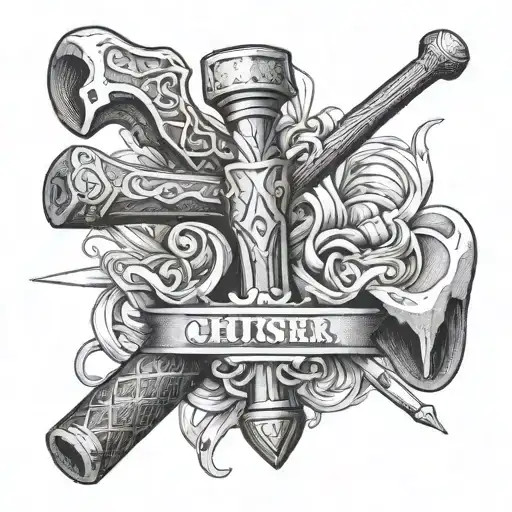 hammer and chisel tattoo design idea