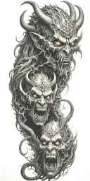 demons crawling out hell tattoo design idea