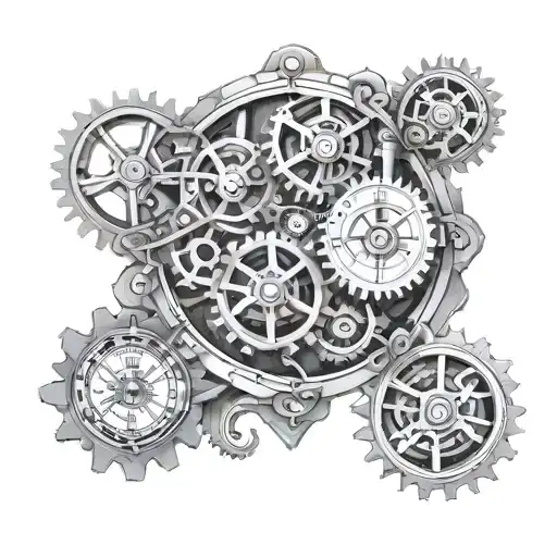 steampunk clocks and gears forming the shape tattoo design idea