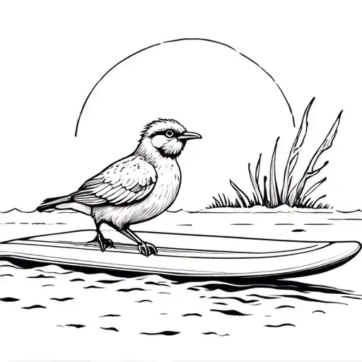 Kiwi bird on a surf board tattoo design idea