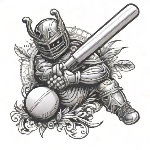 Name pandiya with cricket bat and ball tattoo design idea