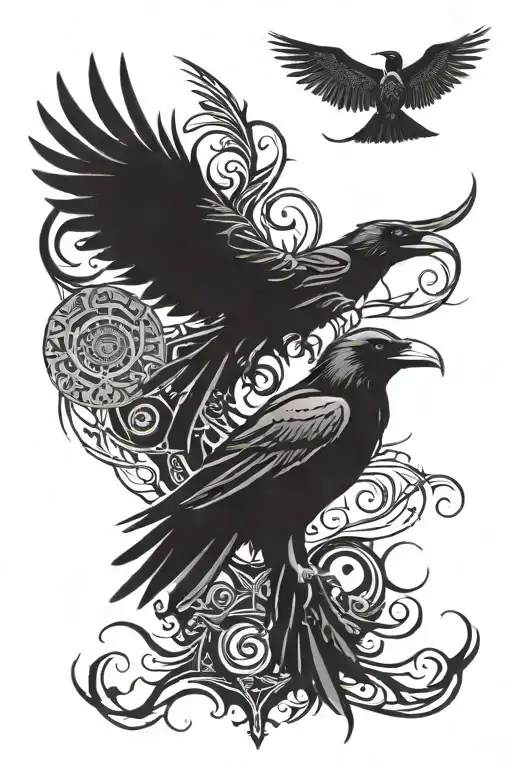 ravens, cemetery, darkness, death angel tattoo design idea
