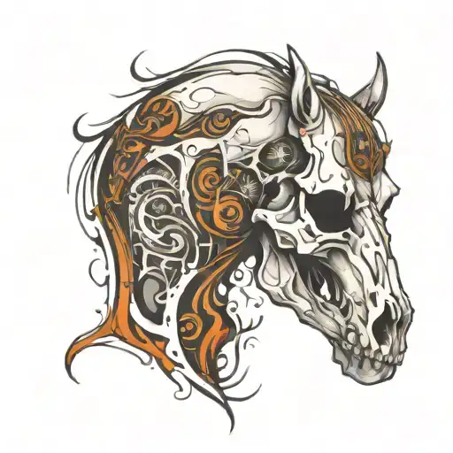 Horse skull tattoo design idea