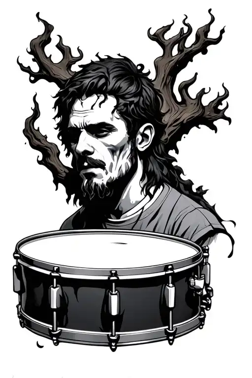 burnt forest rip drummer brother tattoo design idea