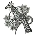 giraffe with small elephant tattoo design idea