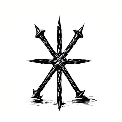 cross made of 3 nails tattoo design idea