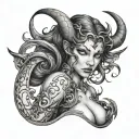 succubus large breasted tattoo design idea