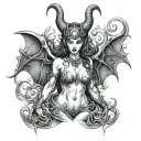 succubus large breasted tattoo design idea
