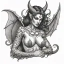 succubus large breasted tattoo design idea