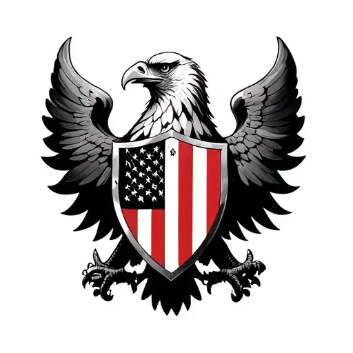 german eagle with american shield tattoo design idea