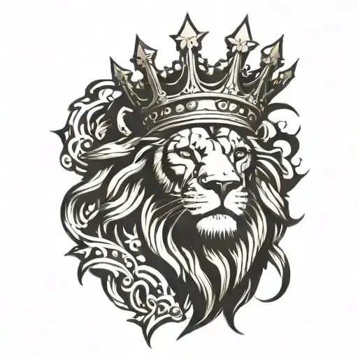 lion with a crown like the statue of liberty instead tattoo design idea