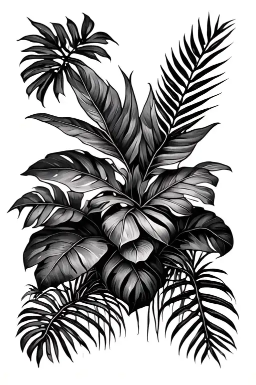 Jungle plants tattoo design idea