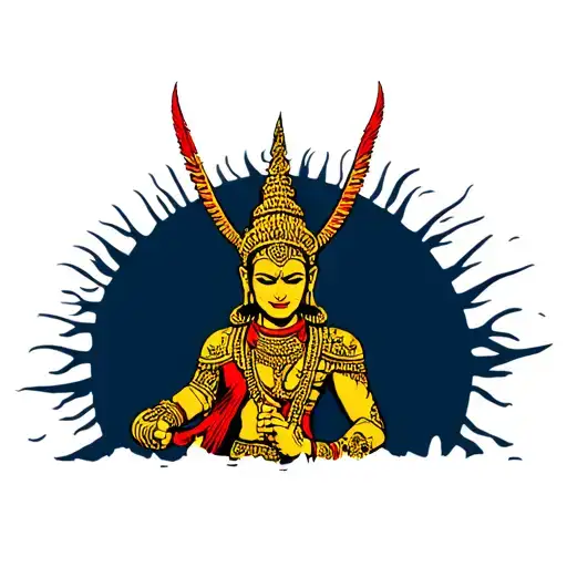golden Thai warrior tattoo design idea