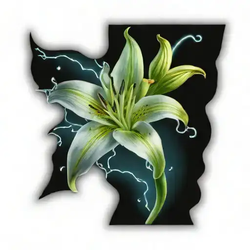 lily flower Aurora borealis tattoo design idea