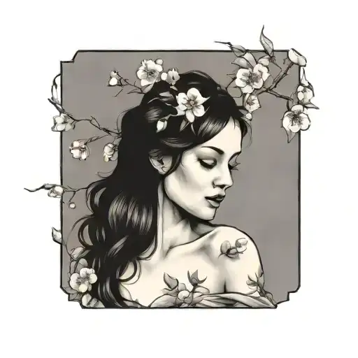 hawthorn and cherry blossums tattoo design idea