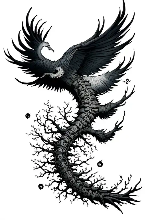 fineline tattoo for the spine 56cm long. start with a tree of life at the base allow some shading but the tatto should b tattoo design idea