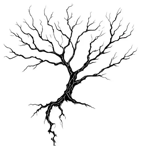 tree that turns into lightning at the branches tattoo design idea