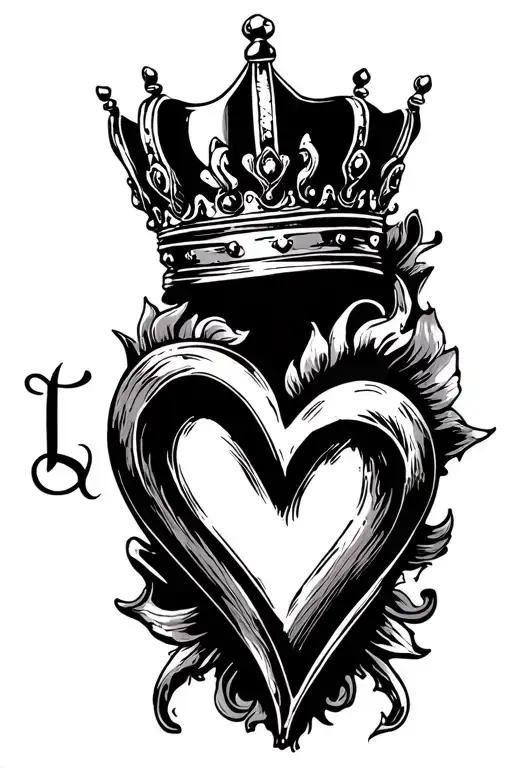 name caro queen crown heart tattoo design idea