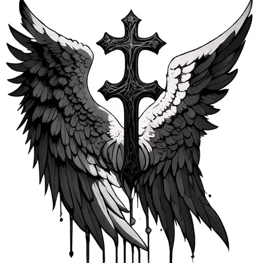 Cross Angel Wings tattoo design idea
