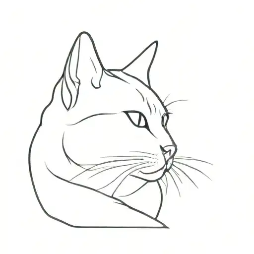 minimalist outline of a cat silhouette tattoo design idea