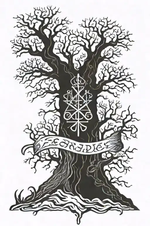 Nordic, Deceased Father, Runes, Mourning Tree tattoo design idea