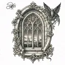 gothic realistic cathedral window  tattoo design idea