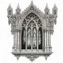 gothic realistic cathedral window  tattoo design idea