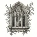 gothic realistic cathedral window  tattoo design idea