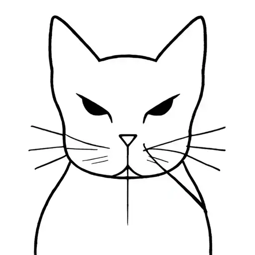 British short -haired cat, face is black with striking white triangle vertically along the nose over right a tattoo design idea