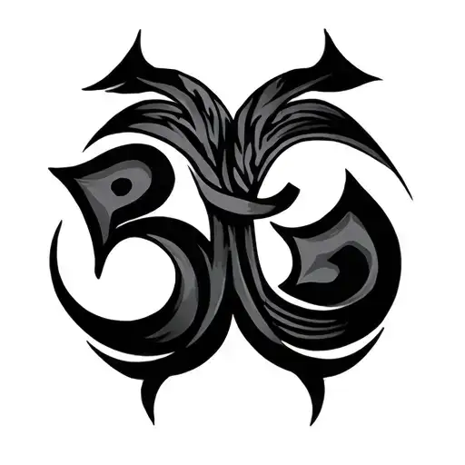 minimal trishul Om and damru along tattoo design idea