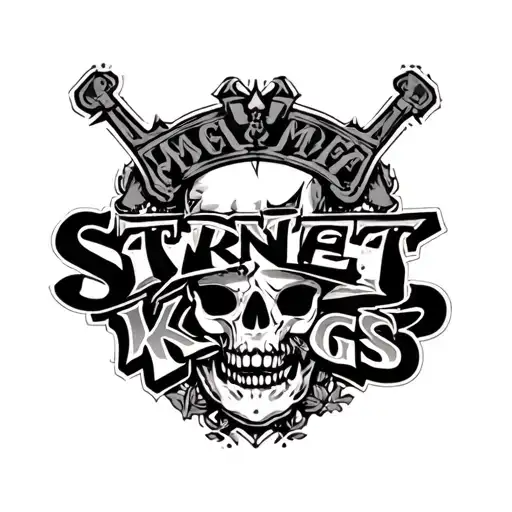STREET KINGS teskst og tekst typen SeventyMoney-Regular tattoo design idea