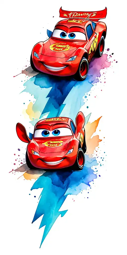 Lightning McQueen, Mater, Lilo and Stitch, experiments tattoo design idea