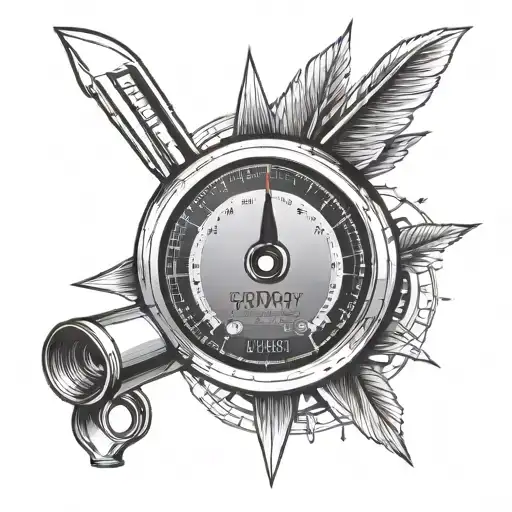 car speedometer + frequency rpm guage with needle+ wrench  tattoo design idea