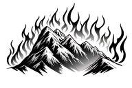 mountain on fire flames tattoo design idea