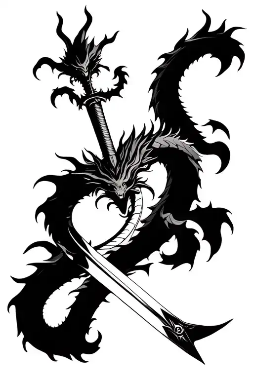 Sword and dragon tattoo design idea