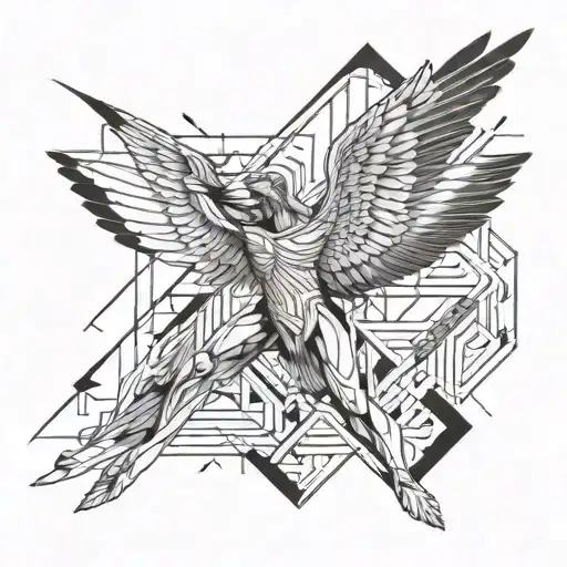 icarus falling from an eye tattoo design idea