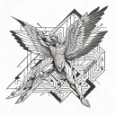 icarus falling from an eye tattoo design idea