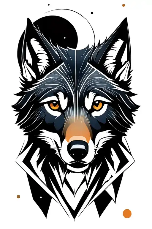 wolf face, virgo sign, full moon, semi colon tattoo design idea