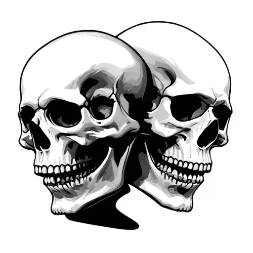 skulls two faces tattoo design idea