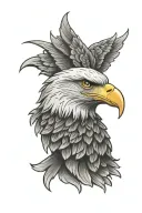 cross with bald eagle head tattoo design idea