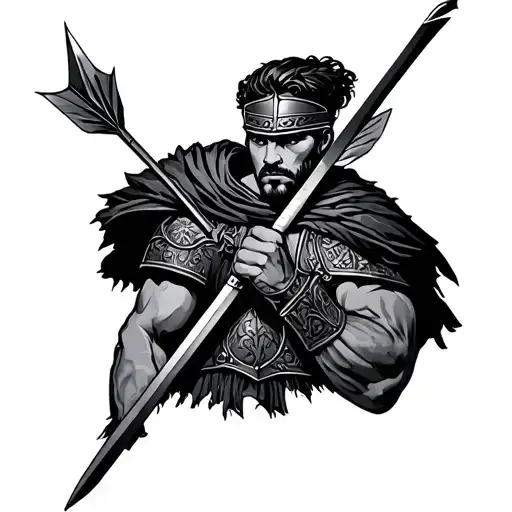 Roman Praetorian with an arrow dividing it tattoo design idea
