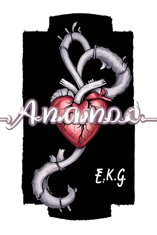 The name Amanda intertwined in a heartbeat from an E.K.G. tattoo design idea
